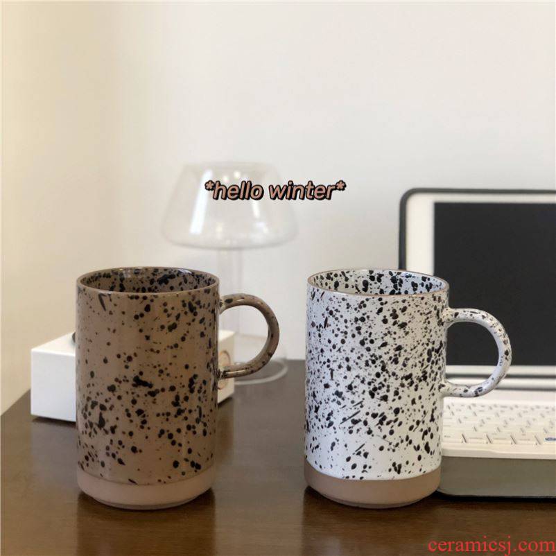 South Korean ins Japanese splash ink restoring ancient ways to design high - capacity coffee cup milk cup ceramic cup cup picking cups