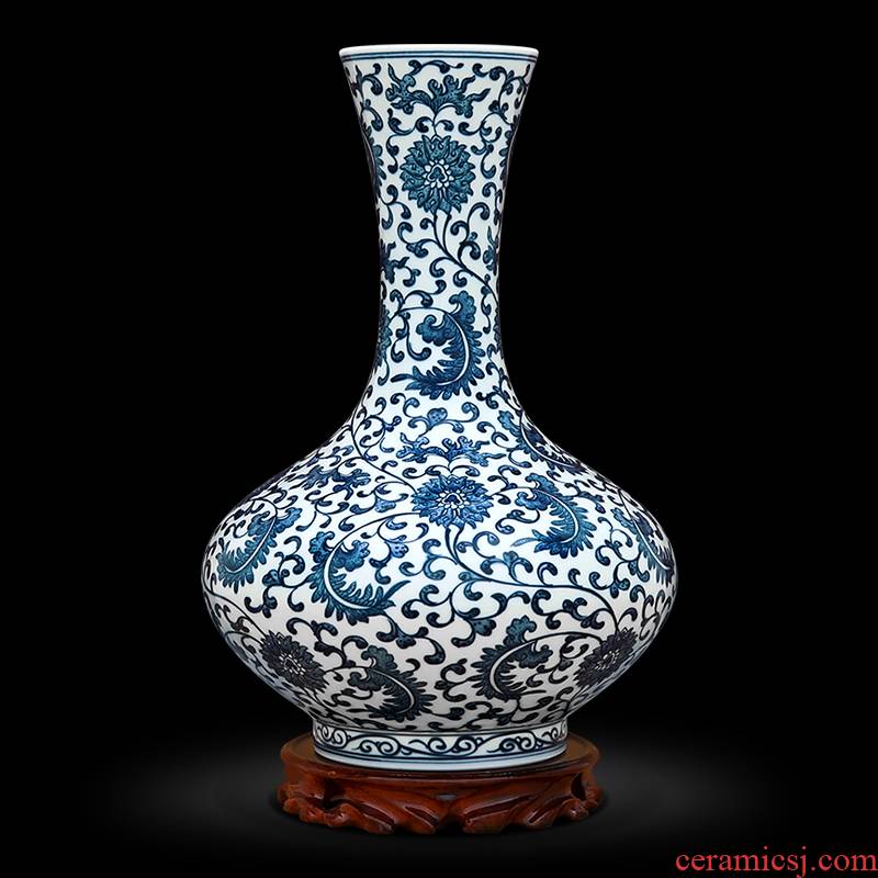 Hand - made Wan Shouteng flat, open bottles of blue and white porcelain is to industry