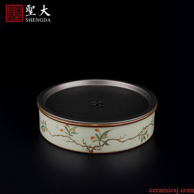 Holy big ceramic flower pot bearing pot green glaze enamel a fold branches bearing kung fu tea accessories domestic high - grade ceramic pot