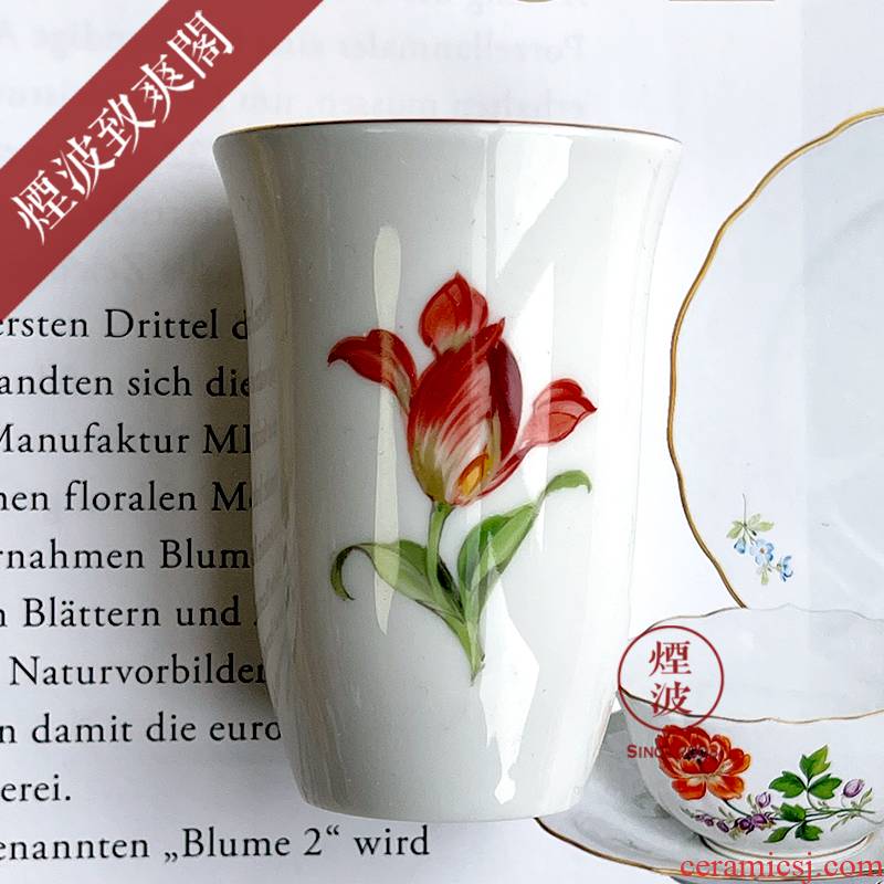 German MEISSEN porcelain mason see tulip fragrance - smelling cup series naturalistic painting of flowers and cups