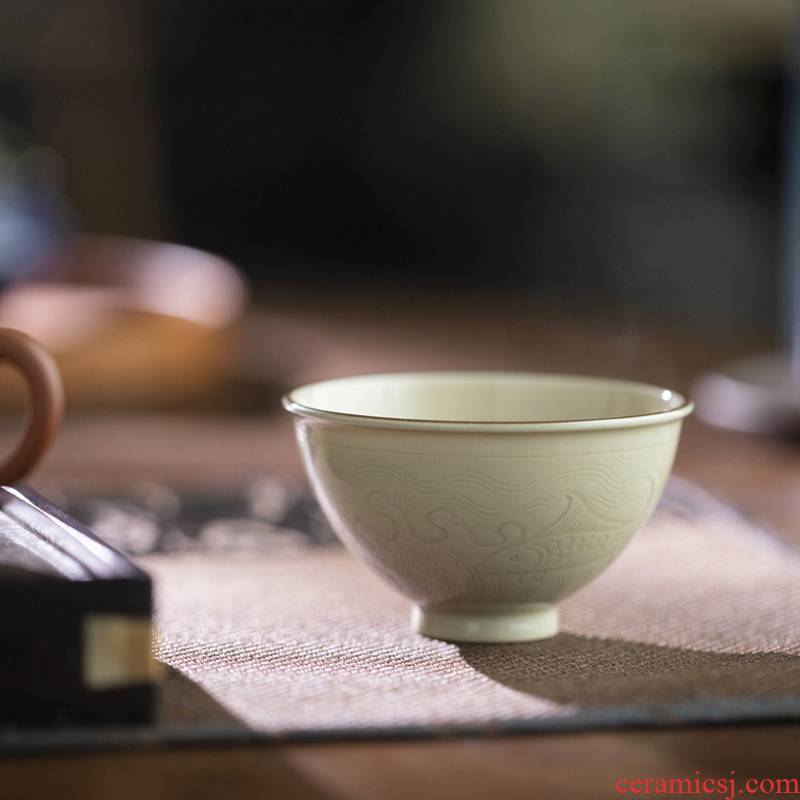 Koubei jingdezhen up with string checking ceramic high - end tea cup sample tea cup large master CPU