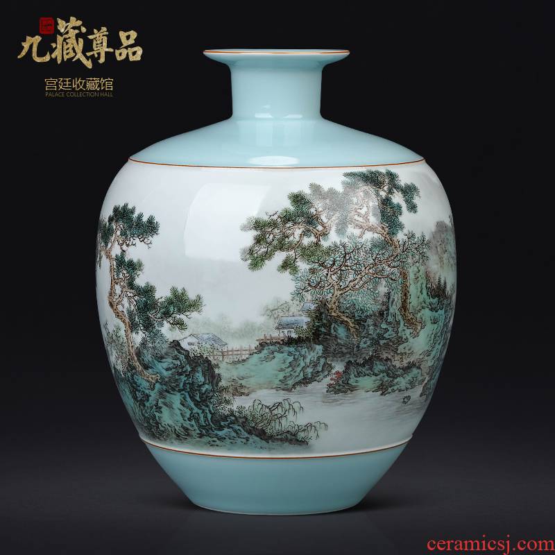 The Master of jingdezhen ceramic hand - made pastel landscape vase Chinese style living room TV ark, flower arranging porch is decorated furnishing articles