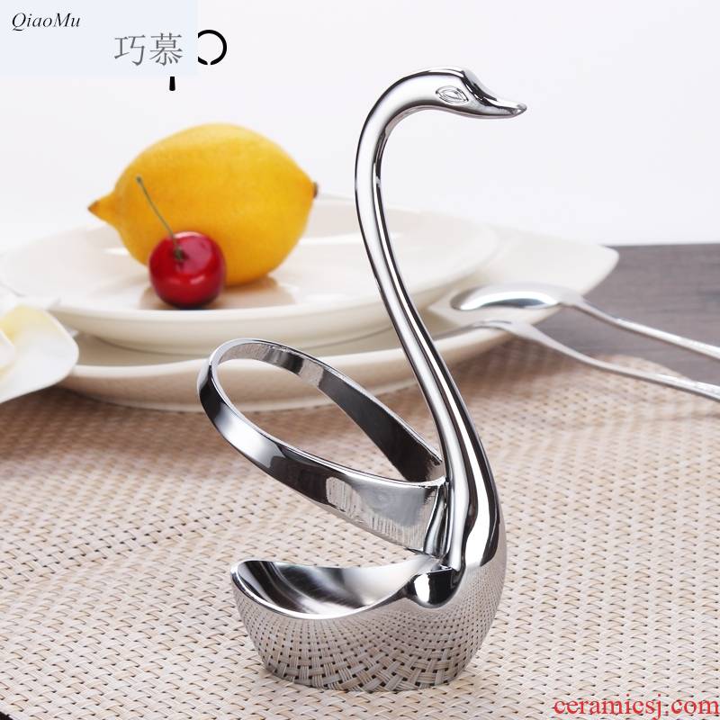 Qiao mu creative Cygnus stainless steel fruit fork set fruit western tableware coffee spoon, fork fork base