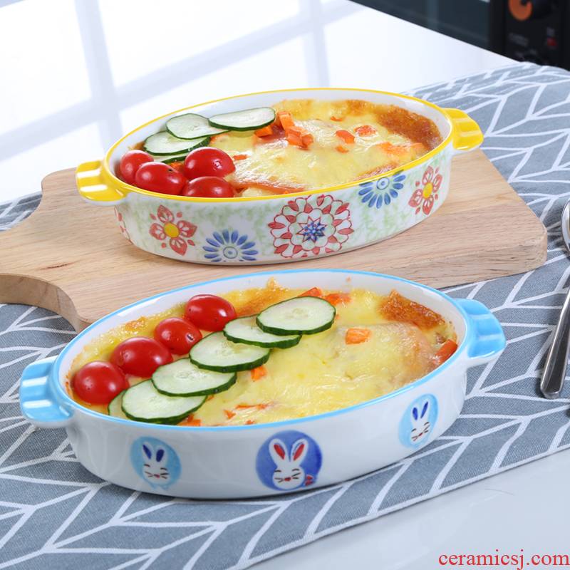 Cheese baked FanPan pan rectangle ceramic western - style food oven plate suit creative dishes home baking bowl
