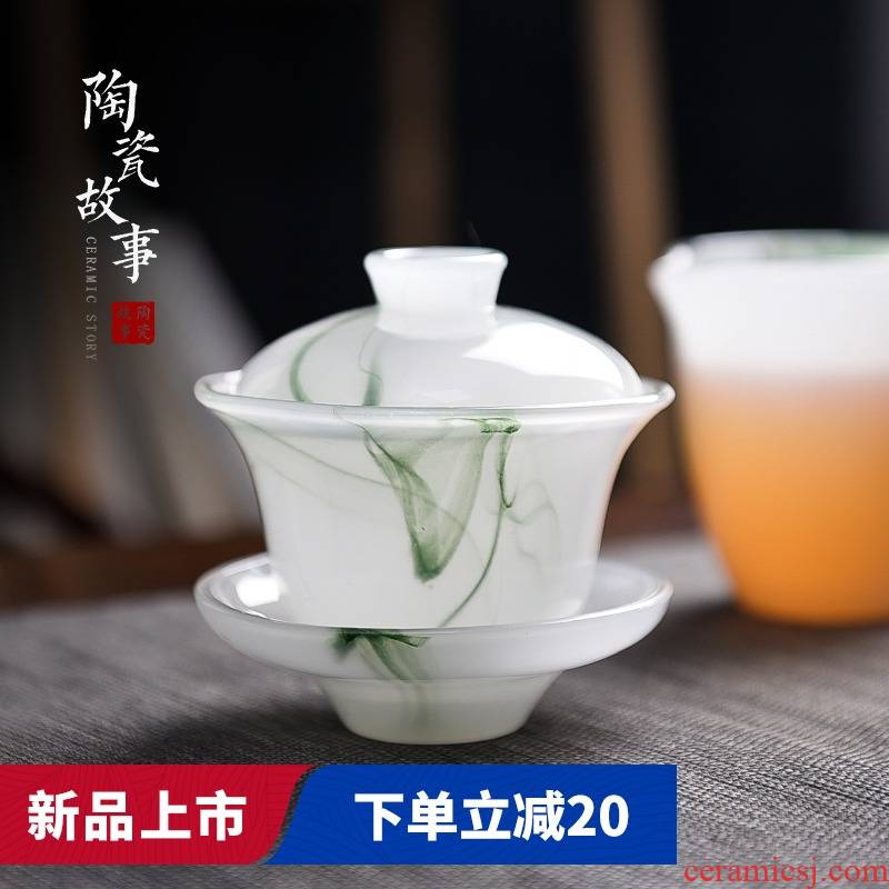Jingdezhen ceramic story tureen single bowl tea cups suit white porcelain suet jade ceramic three tureen