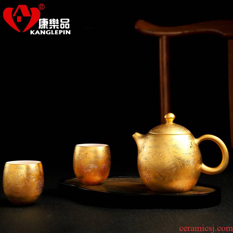 Recreation products jade porcelain fine gold cross the jingshan room in extremely good fortune tureen tea set tea tray teapot teacup