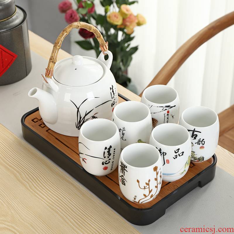 Simple girder pot of tea of a complete set of jingdezhen ceramic high - capacity teapot teacup with filter kettle Chinese style household