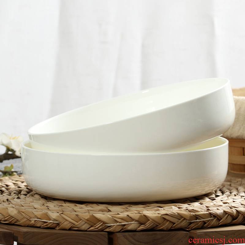 Deep plate household ceramic salad dishes steamed egg bowl with cover plate of the microwave ceramics burn soup dish