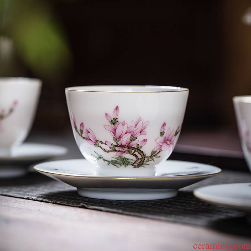 【 5.3 】 jingdezhen pure manual hand - made colored enamel yulan cup