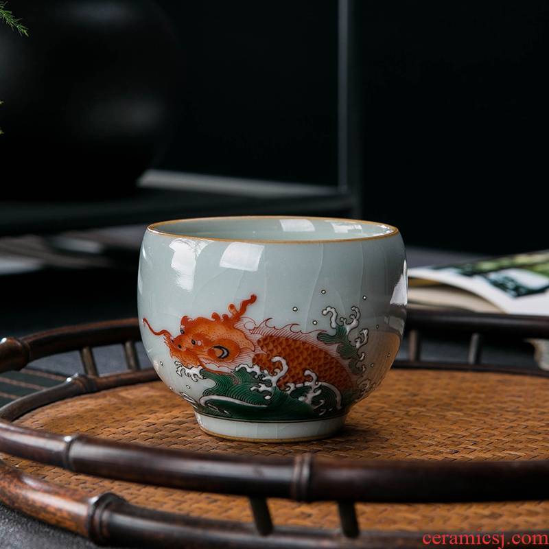 Jingdezhen manual ancient color master cup single cup men 's large your up crack ceramic tea cups move