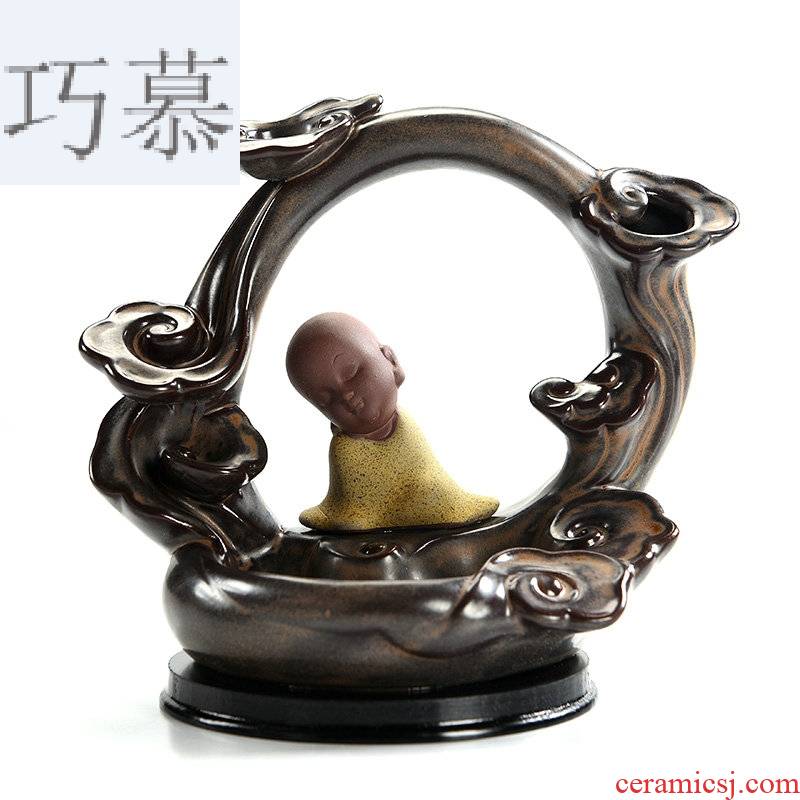 Qiao mu back censer ceramic antique lotus creative tea line present household ornamental zen censer furnishing articles