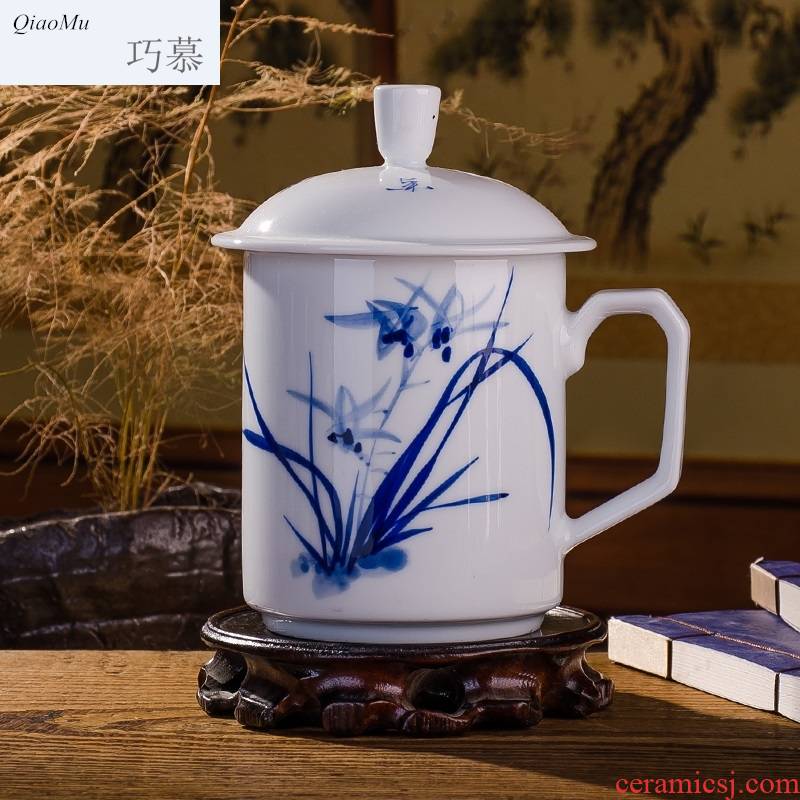 Qiao mu tea sets jingdezhen hand - made ceramic keller cups with cover office ceramic tea cup