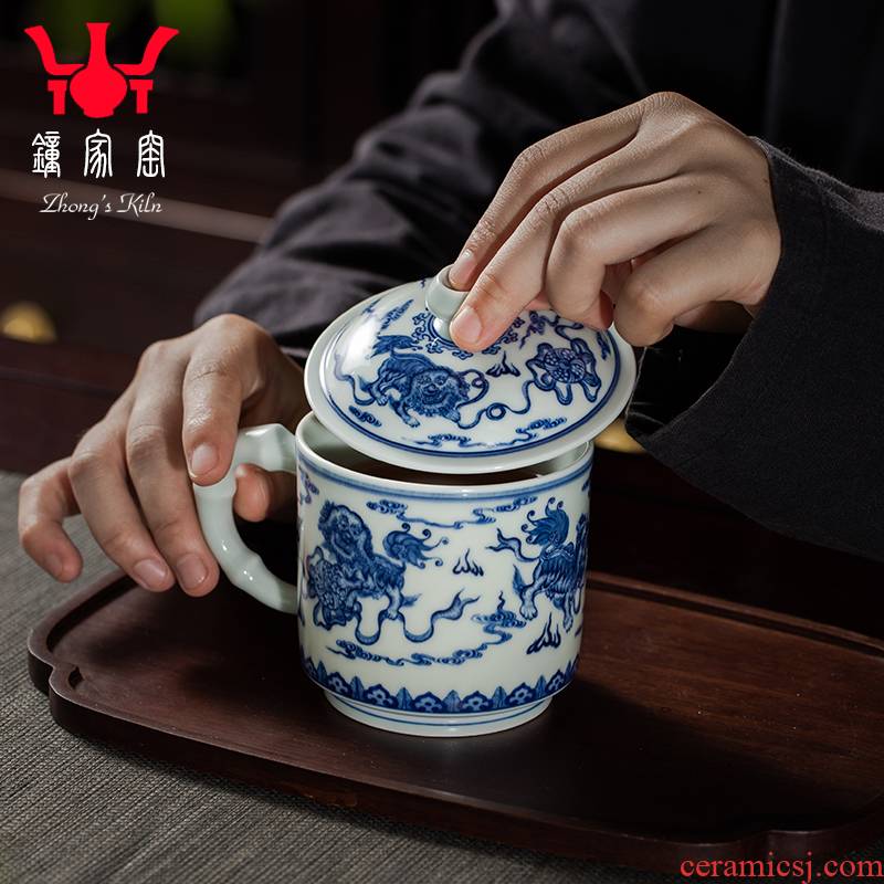 Clock home up checking porcelain cups maintain office of jingdezhen ceramic cup with cover with the handle large capacity make tea cup
