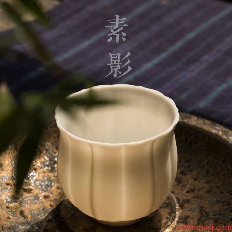 Qiao mu suet jade porcelain sample tea cup dehua white porcelain tea light manual kung fu tea set a single household tea cup