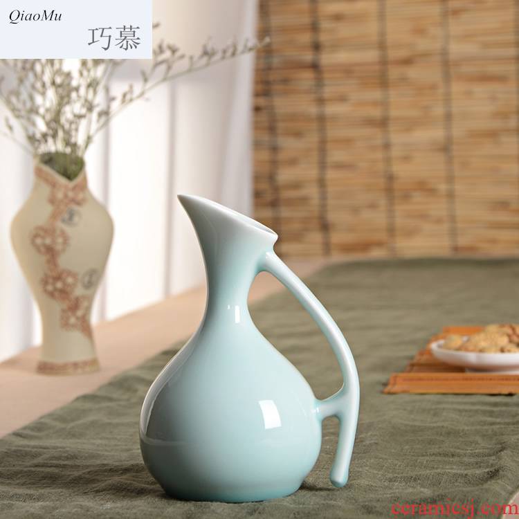 Qiao mu longquan celadon half pot of hip flask archaize half jins of 1 kg to liquor wine wine jar of wine