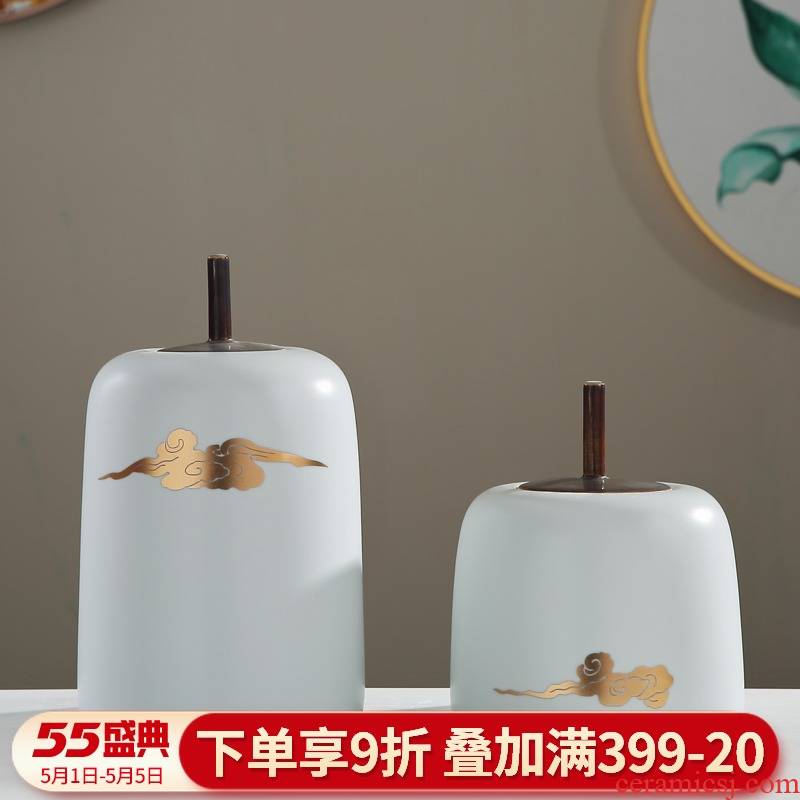 New Chinese style ceramic sitting room porch light key-2 luxury furnishing articles zen TV ark, teahouse storage tank household soft adornment