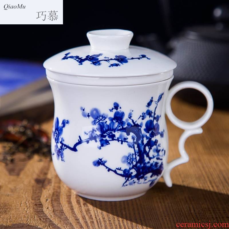 Qiao mu office of jingdezhen ceramic cup with cover tea cup of individual single CPU business meetings