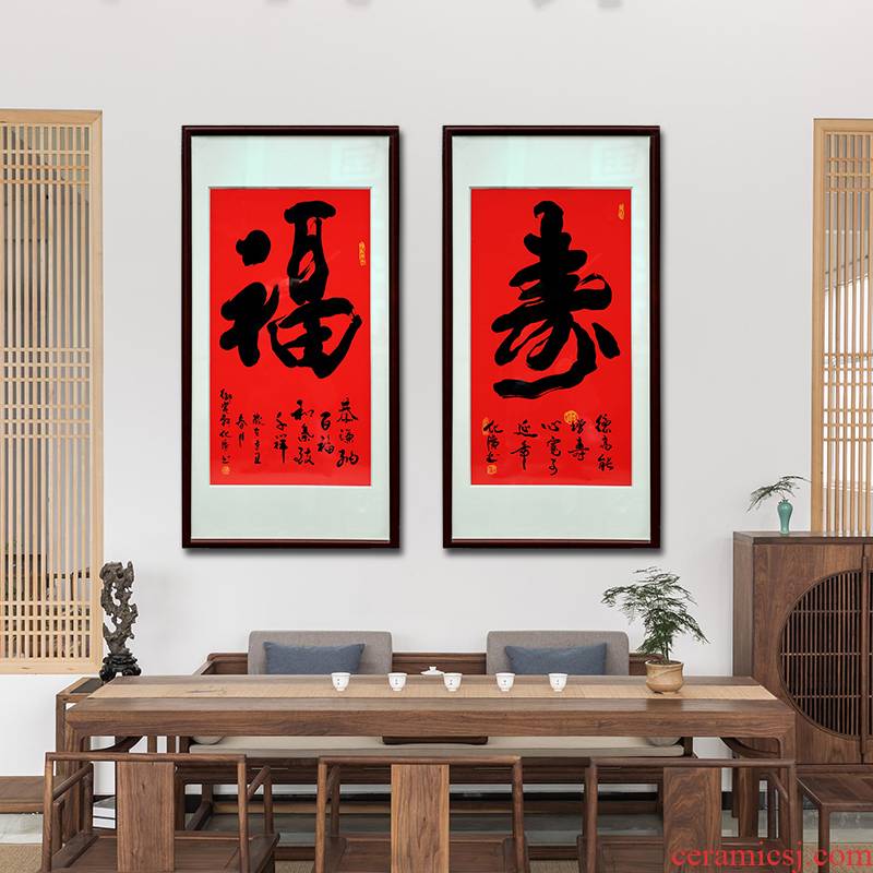 Live art ceramic hangs a picture of jingdezhen hand - made Chinese study porch real wood adornment picture sitting room background picture
