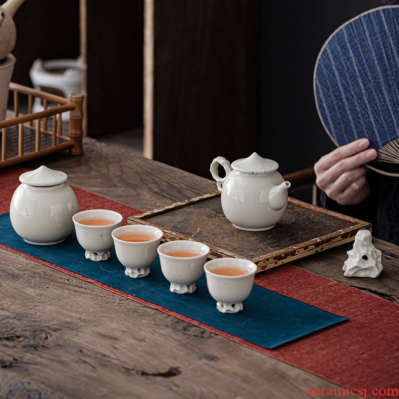 Japanese plant ash kung fu tea set ceramic teapot household cup single pot of taihu tea set a complete set of restoring ancient ways