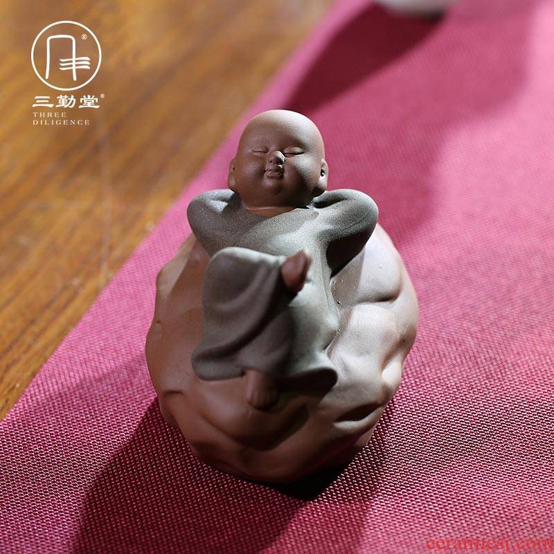 The three frequently small purple sand tea pet furnishing articles can be keep creative zen Chinese play S06025 mini monk tea tea