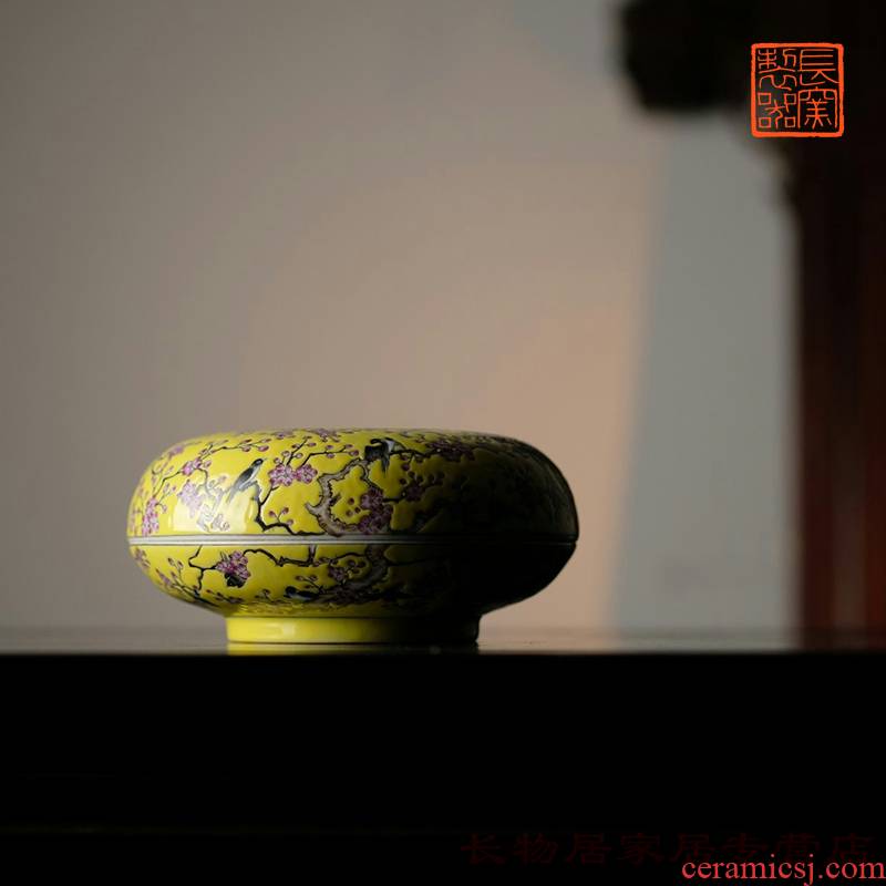 Beaming over a long up making those offered home - cooked in pastel yellow box box of jingdezhen ceramic decorative furnishing articles tea Chinese style