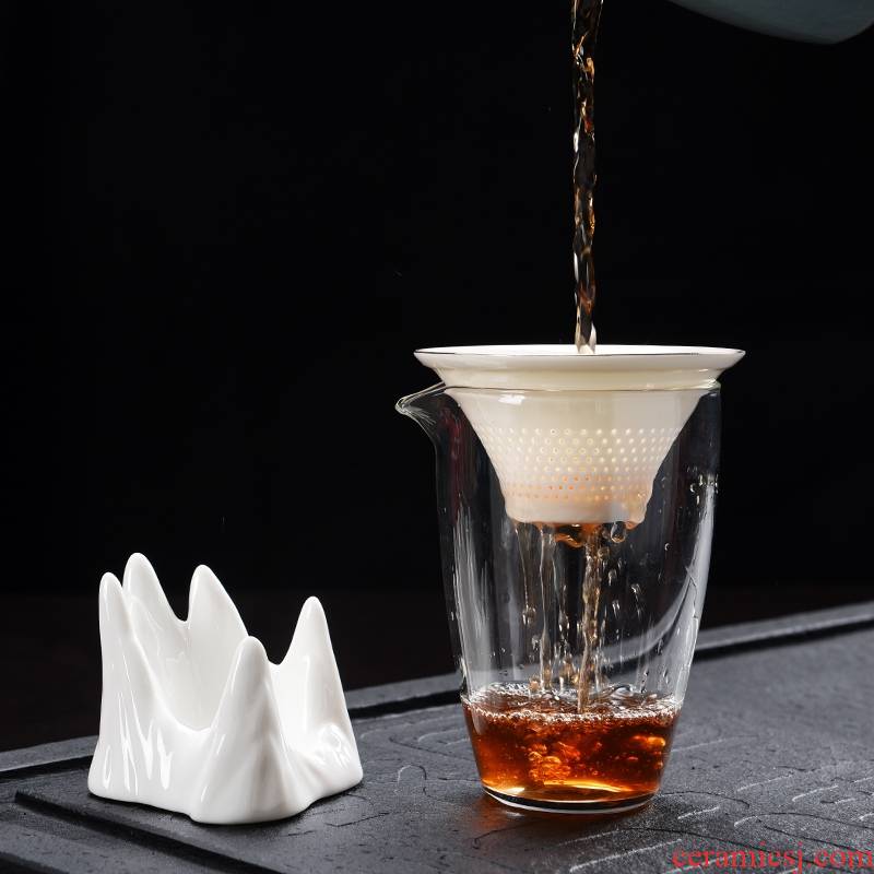 Qiao mu accessories coagulate fat tea porcelain tea saucer mountain) filter up phnom penh white porcelain white jade hot tea
