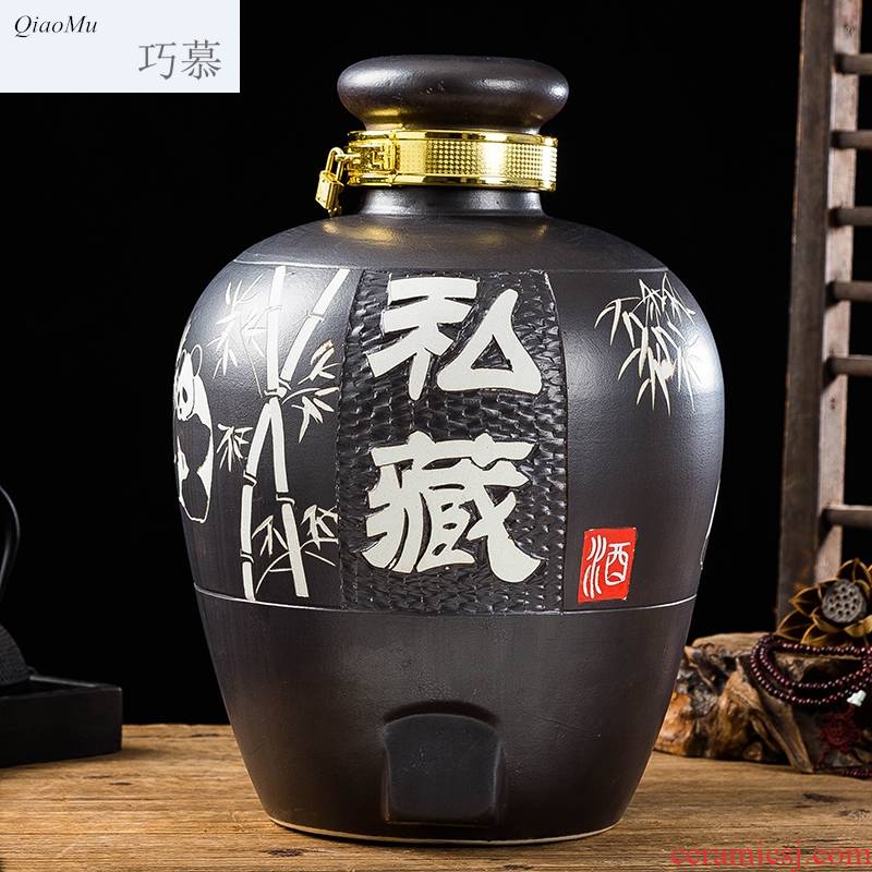 Qiao mu ceramic empty jar jar of 10 jins of 50 pounds to household ceramics jingdezhen mercifully wine bottle seal belt