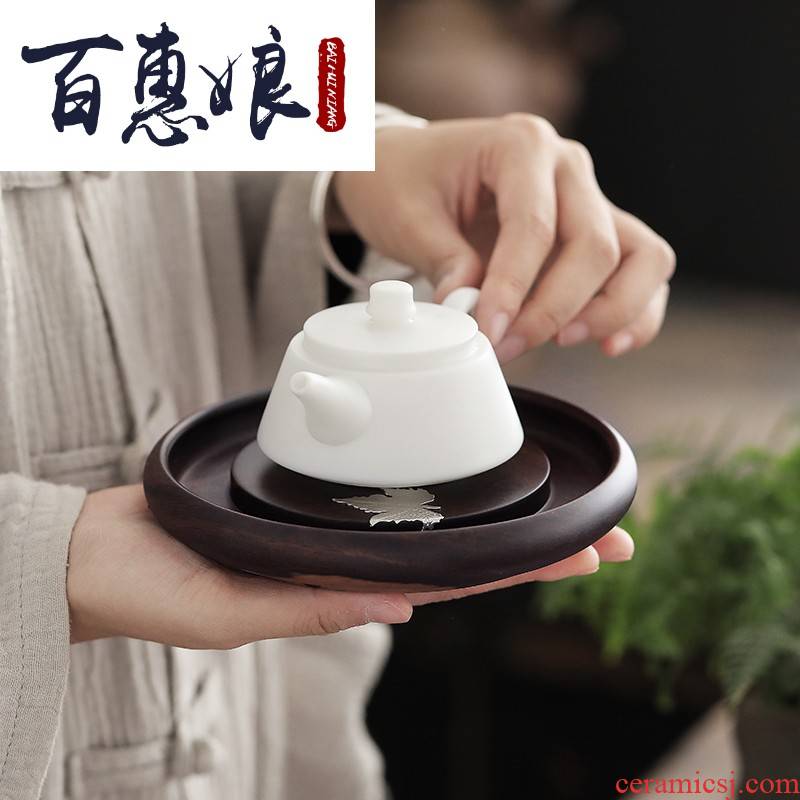 (niang the whole piece of solid wood pot bearing ebony kung fu tea kettle base pot foster pot pad tea taking with zero