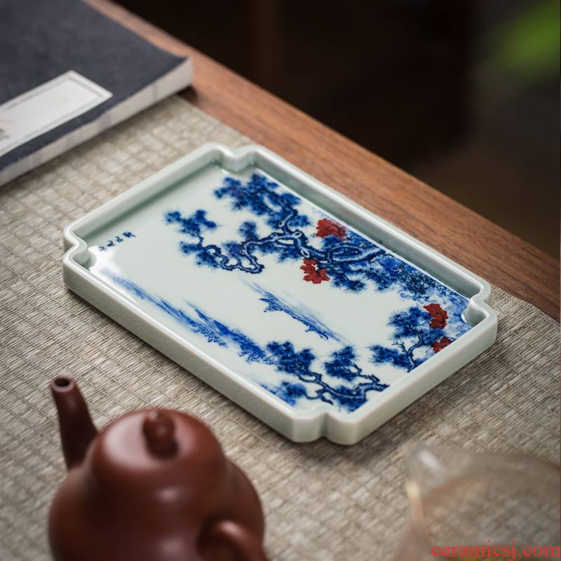 The Owl up youligong hongshan kettle bearing sifang tea tray was dry mercifully machine manual hand - made jingdezhen ceramic tea set