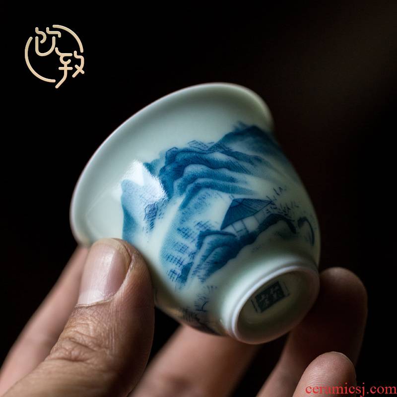 Ultimately responds to jingdezhen blue and white sample tea cup single CPU glair pottery and porcelain tea set personal dedicated high - end host a cup of tea cups