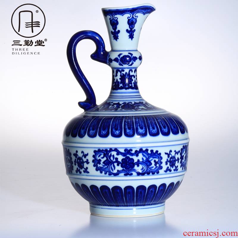 Three frequently hall of jingdezhen blue and white vase ceramic furnishing articles flower vase