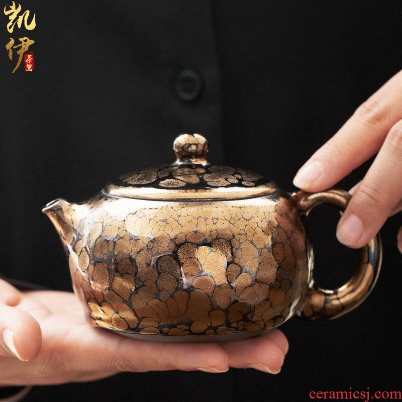 Zeng, Guangxu hand gold oil droplets xi shi pot making light manual teapot up ceramic teapot hand grasp pot of tea