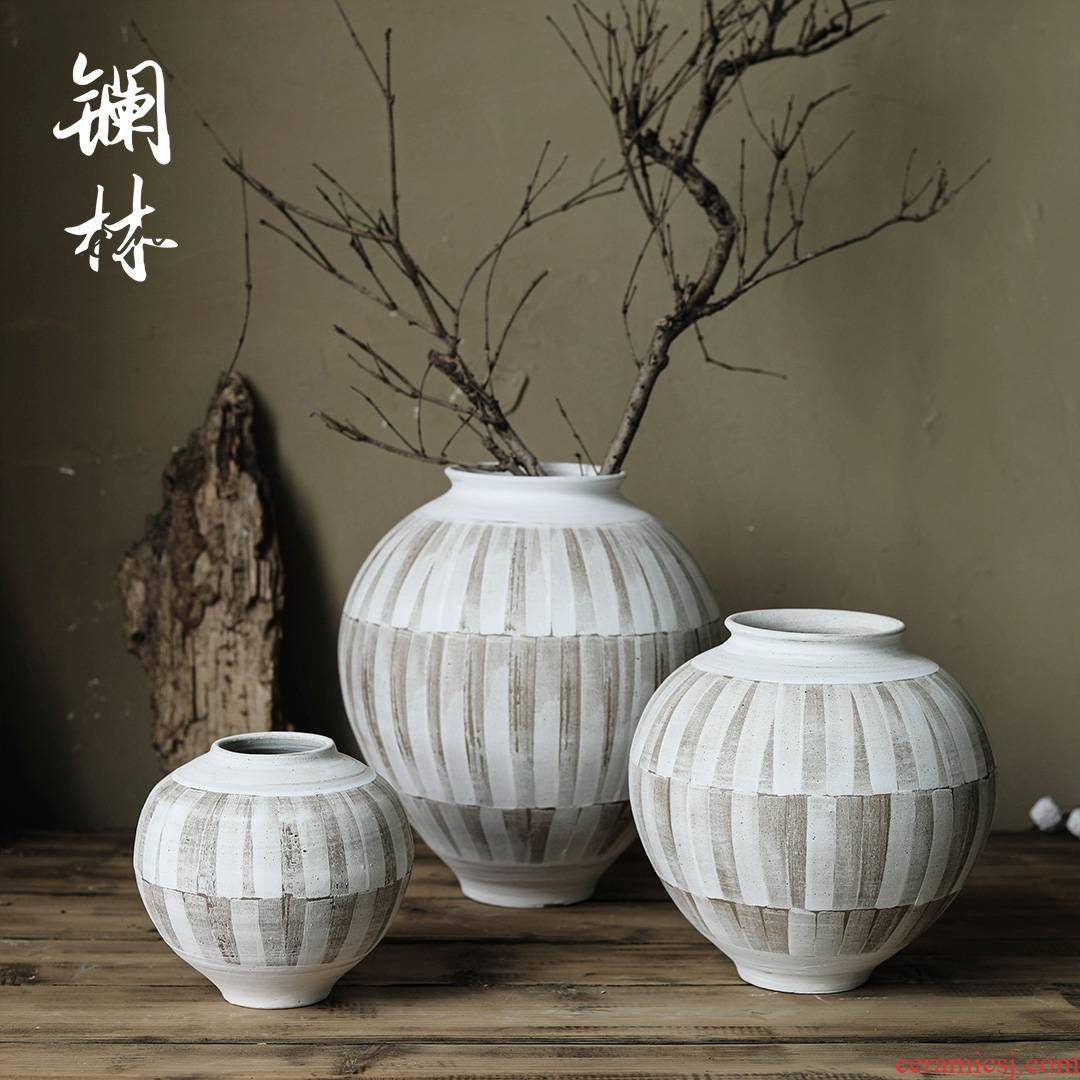 Retro coarse TaoChun hand - made ceramic vase artist light home decoration key-2 luxury Chinese flower arranging dried flowers, household furnishing articles