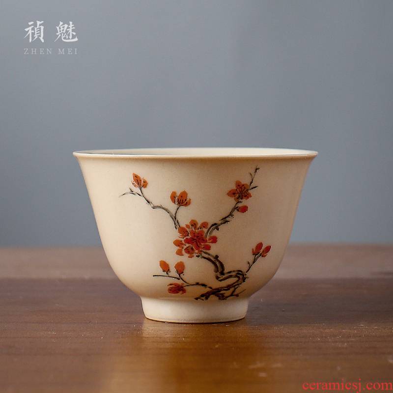 Jingdezhen plant ash hand - made name plum flower small shot incarnate the ceramic cups kung fu tea master cup single individual tea cup