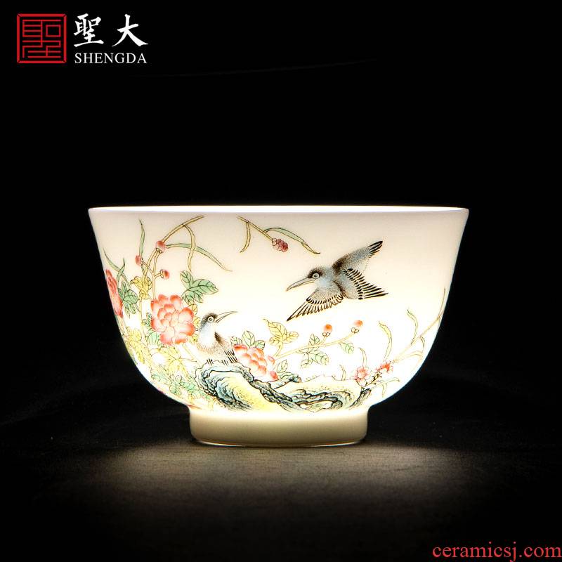 Holy big ceramic powder enamel almost syllabic masters cup jingdezhen tea pure manual hand - made kung fu tea cups sample tea cup