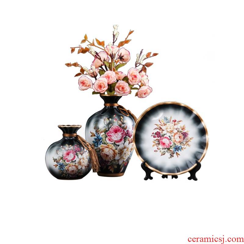 New Chinese style ceramic vase floral white suit simulation flowers, silk flowers sitting room porch decorate furnishing articles
