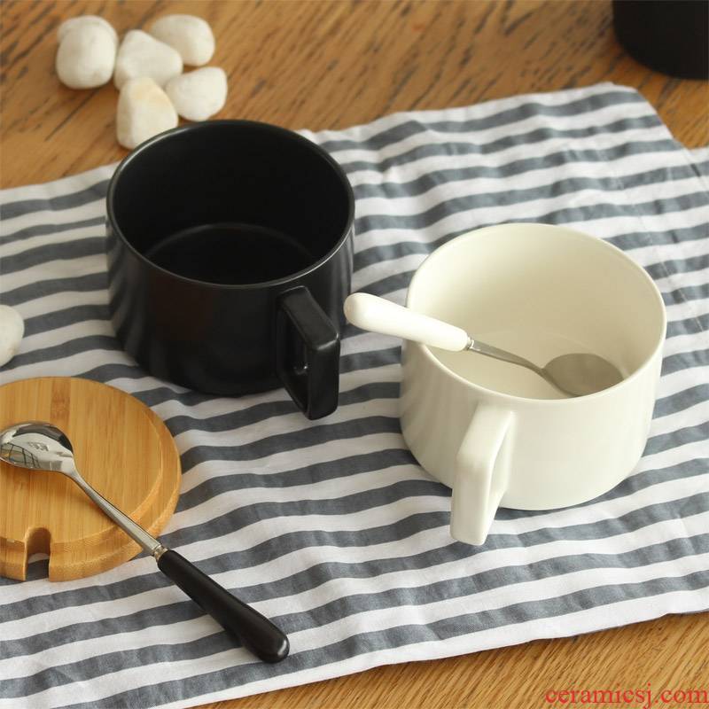 Qiao mu Nordic ceramic cups of coffee cup contracted mark spoon couples home office water cup and cup with cover