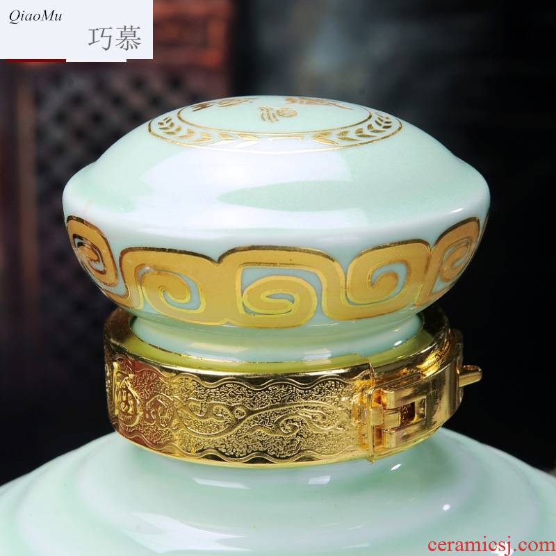 Qiao mu jingdezhen ceramic bottle jars 5 jins of 10 jins to new liger to collect the empty bottle seal wine