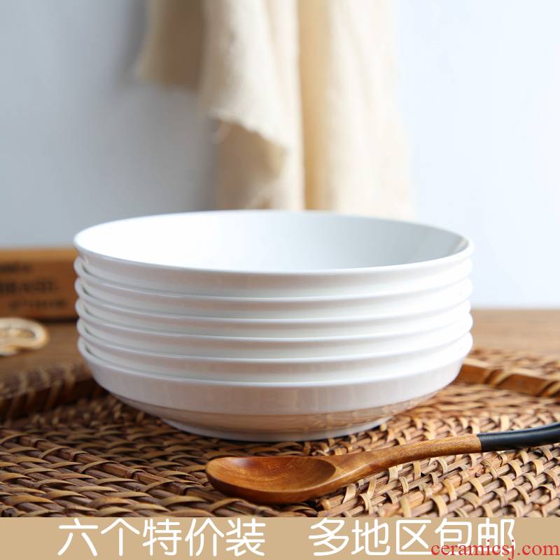 The Six white household ceramic dish suits for contracted round dish soup FanPan cuisine dishes tableware