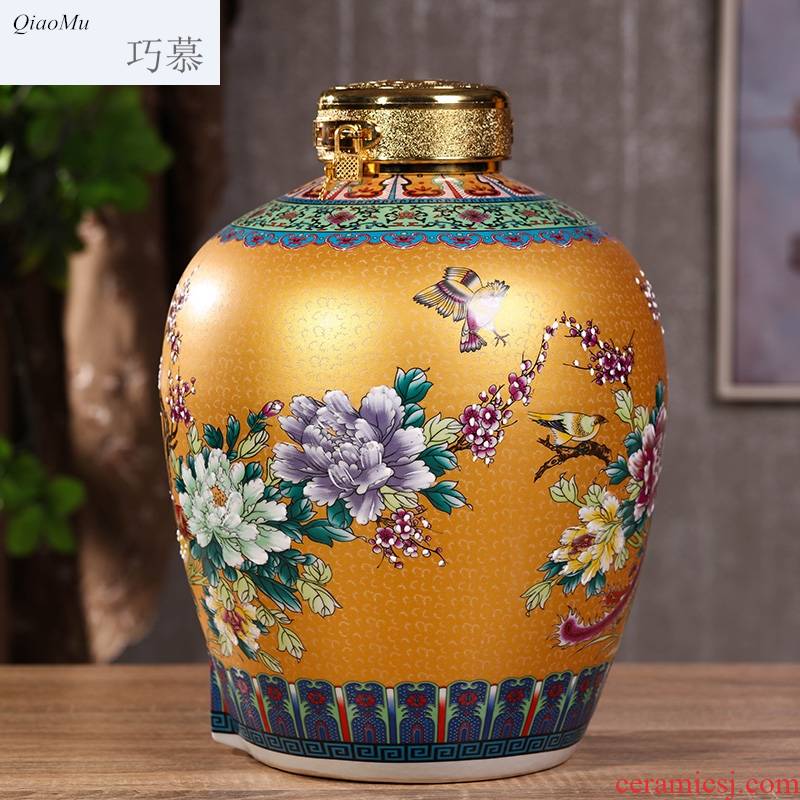 Qiao mu ceramic empty jar jar of household mercifully it 10 jins 30 jins 50 pounds with leading wine bottle seal