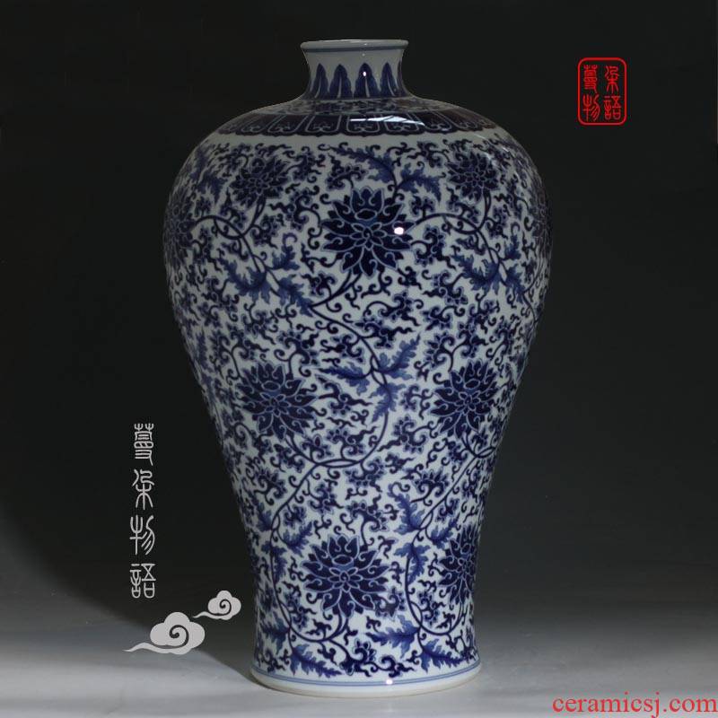 Jingdezhen hand - made bound lotus flower 60 cm MGM mei bottle bottles of atmospheric air company to decorate display vase