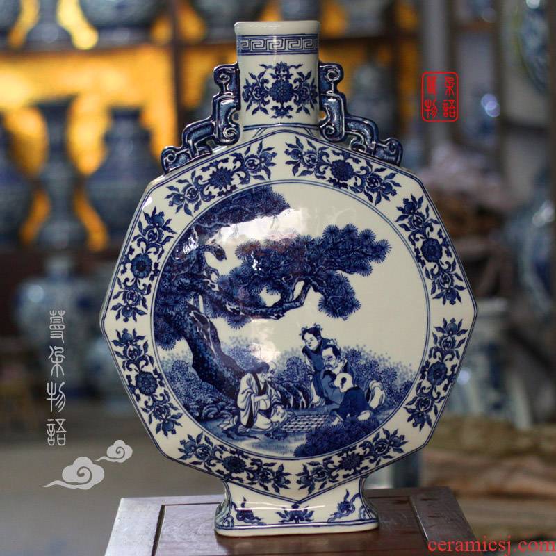 Jingdezhen hand - made character BaoYue bottle to upscale boutique imitation qianlong blue and white porcelain BaoYue vase