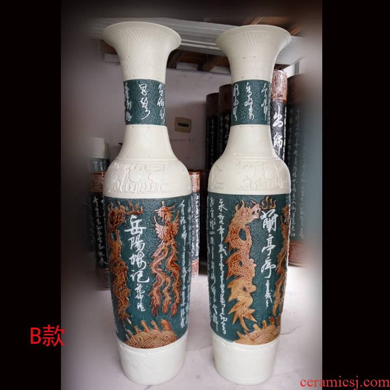Jingdezhen carving articles articles yueyang tower and handicraftsmen is 1.8 meters high ground culture big vase