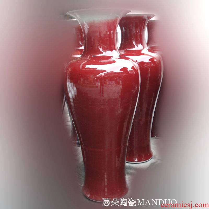 Jingdezhen high - grade floor vase ruby red red vase opening taking place new up red vase