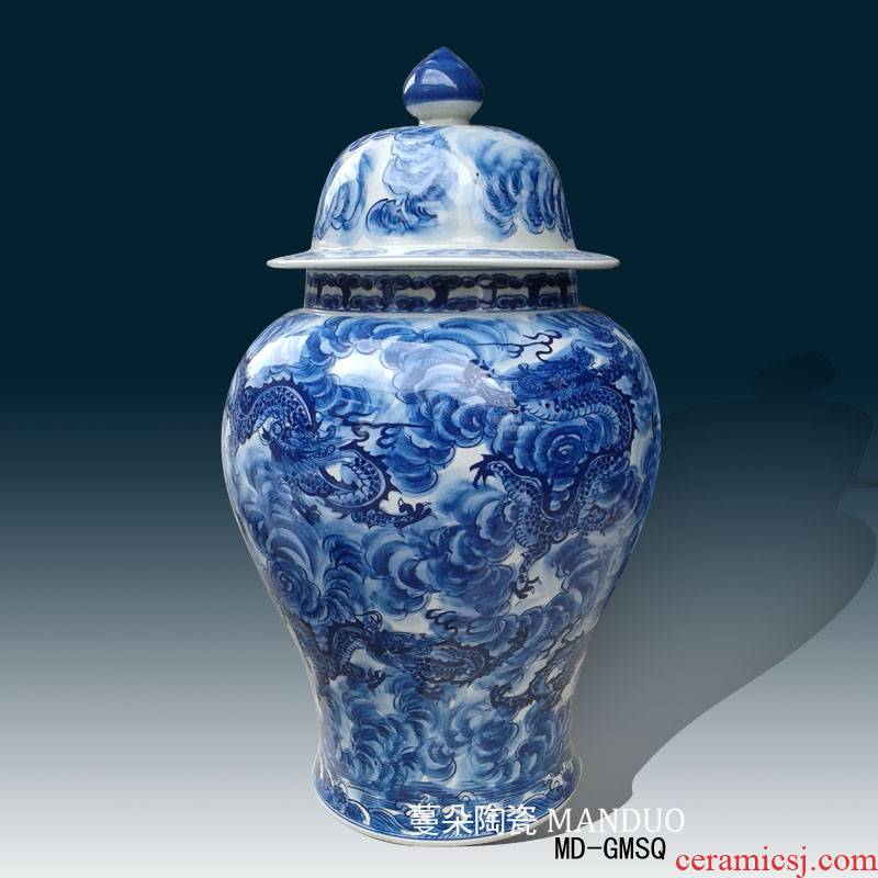 Jingdezhen hand - made dragon the general pot of dragon in the day general porcelain jar of 60-65 - c m general tank