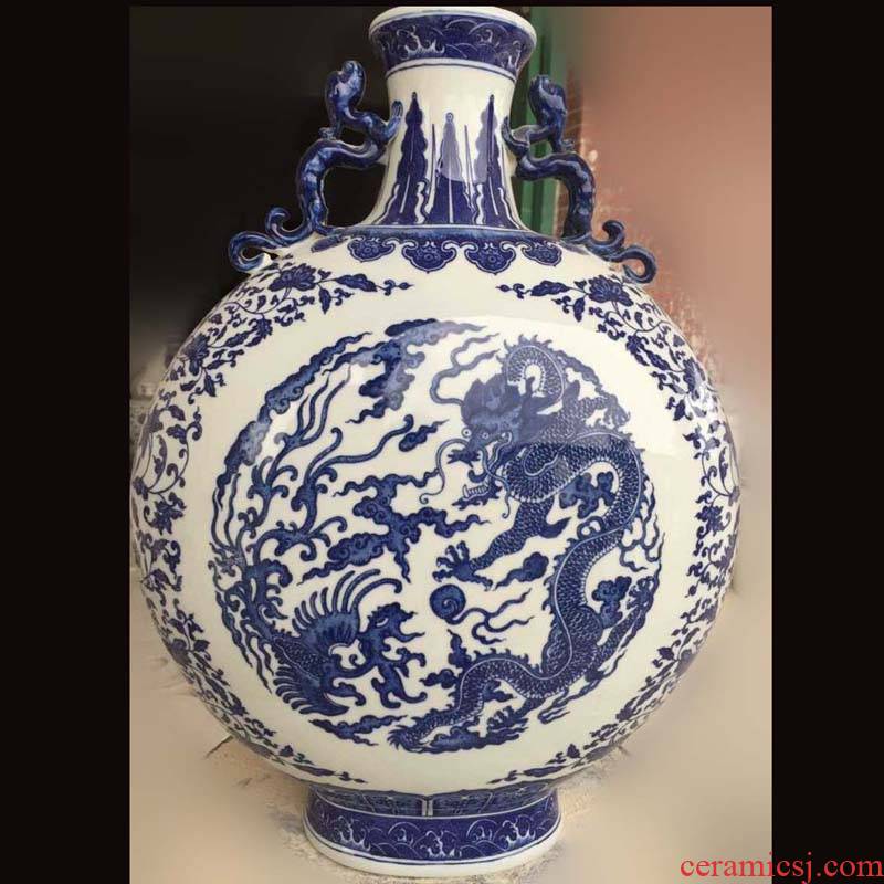 Jingdezhen guanyao dragon hand - made porcelain imitation flat bottles of archaize furniture furnishings porcelain rich ancient frame display