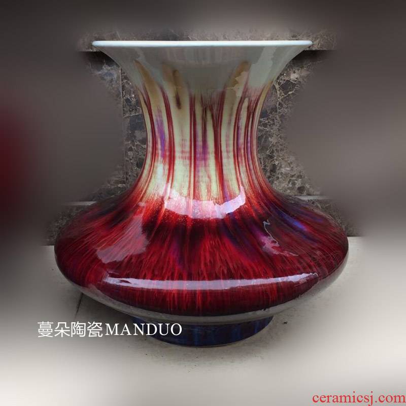 Jingdezhen ceramic glaze cracks ruby up flat belly vase up red crackle bottle