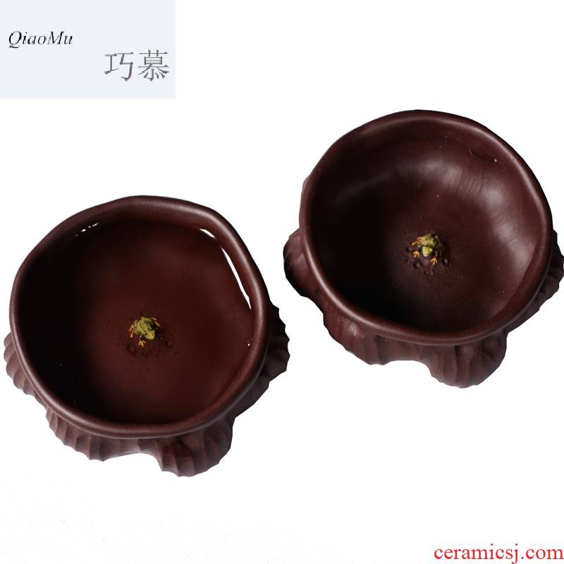 Qiao mu QD yixing purple sand cup of tea service master cup sample tea cup boutique pocket frog lotus noggin undressed ore purple
