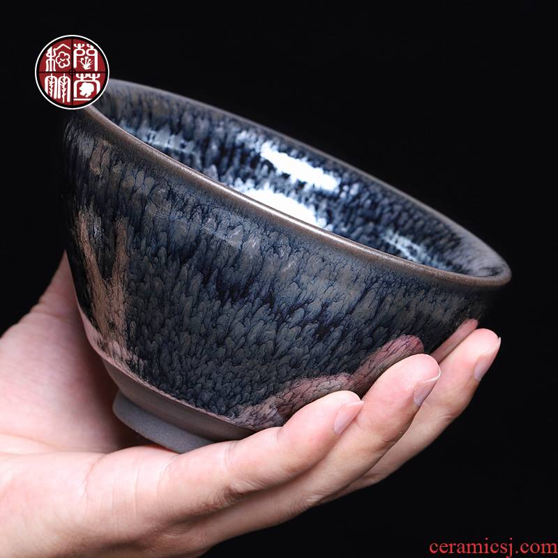 Fujian building light point CPU tire iron ore flowers tea light cup tea ceramic restoring ancient ways of a single large bowl with your job