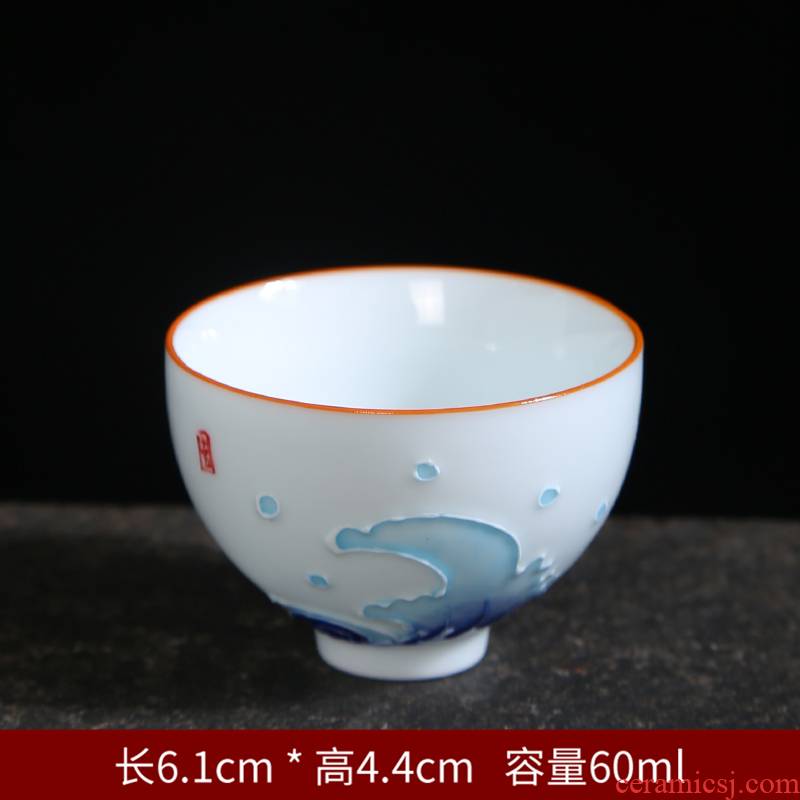 Hand made blue and white porcelain tea small kung fu tea set, ceramic cups, a single host CPU perfectly playable cup bowl sample tea cup